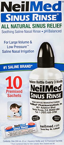 NeilMed Sinus Rinse - 2x8fl oz Bottles Nasamist Saline Spray 75mL