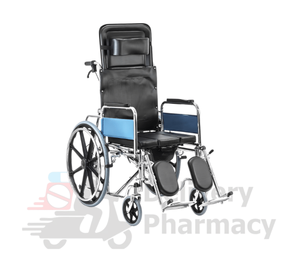 WHEELCHAIR RECLINING HIGH BACK WITH COMMODE